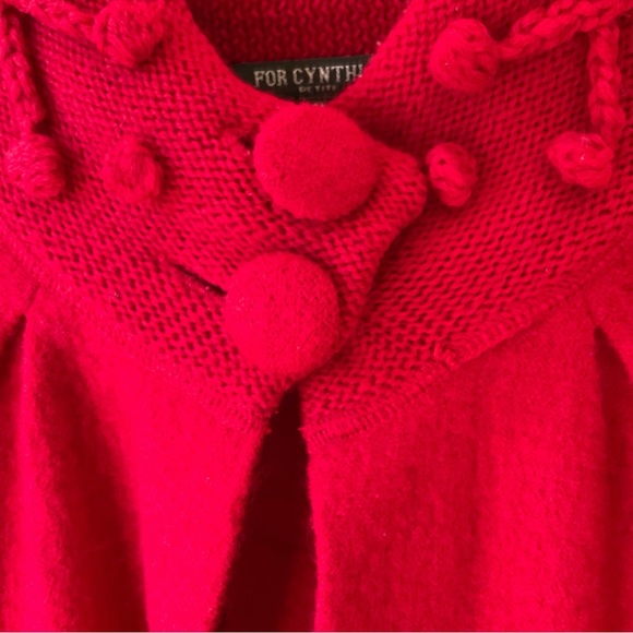 For Cynthia Boiled Wool Sweater Jacket Red Size PL - Picture 6 of 10